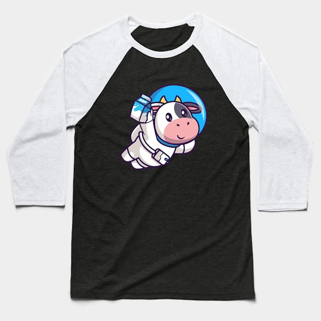 Meme cow astronaut flying with milk Baseball T-Shirt by thexsurgent